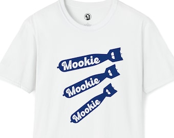 Mookie Betts - Mookiebombs -  Los Angeles Dodgers Shirt - MLB Dodger Unisex Softstyle T-Shirt White Blue