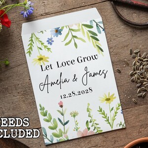 Let Love Grow Seed Favors Bulk, Custom Wildflower Wedding Packets, Personalized Bridal Shower Party, Garden Seeds Eco Friendly, Spring 2026