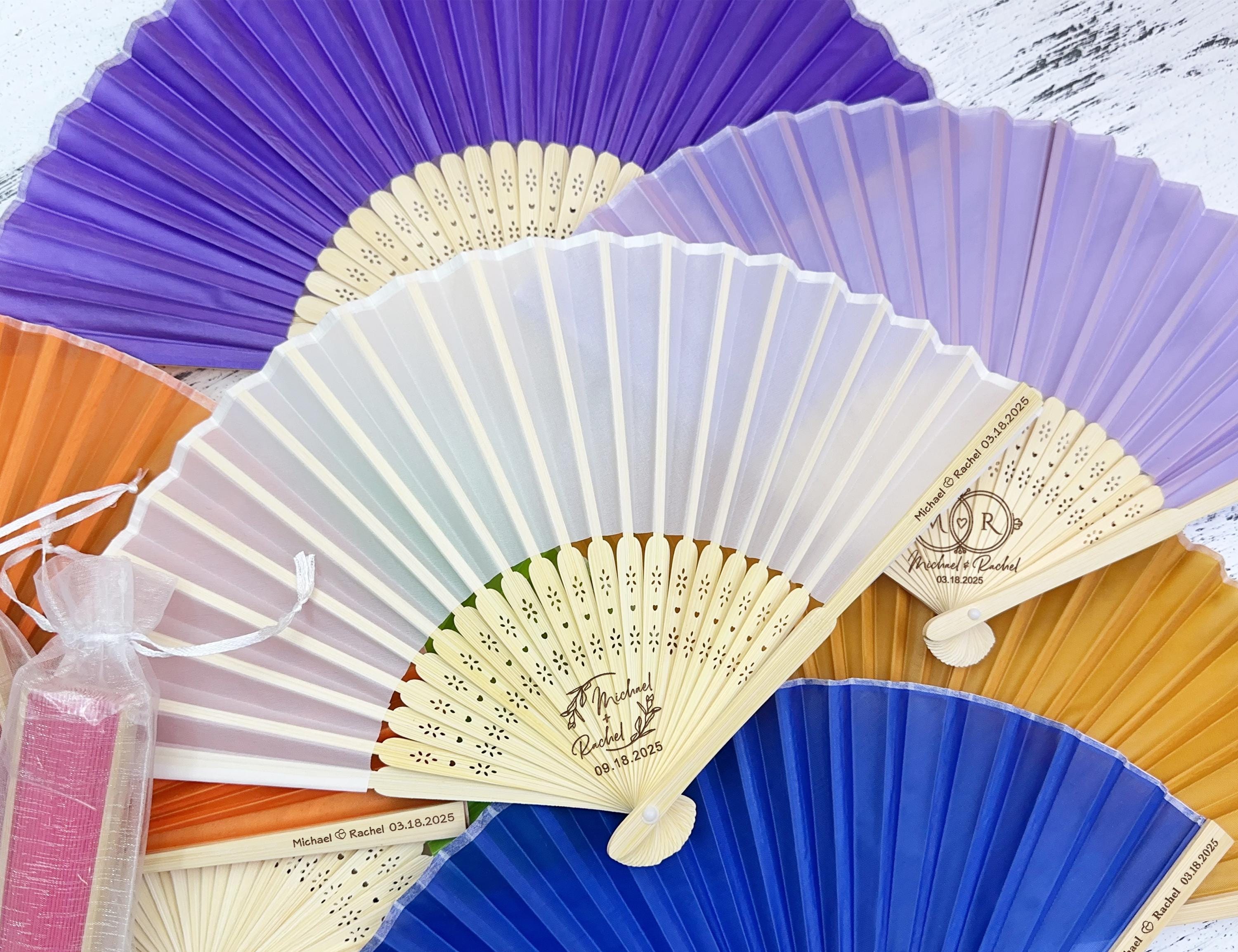 Bulk Wedding Fabric Hand Fans/Rustic Wedding Favor/Custom Folding Fan/Personalized Handheld Fans for Bridal Shower/Wedding Favors for Guests