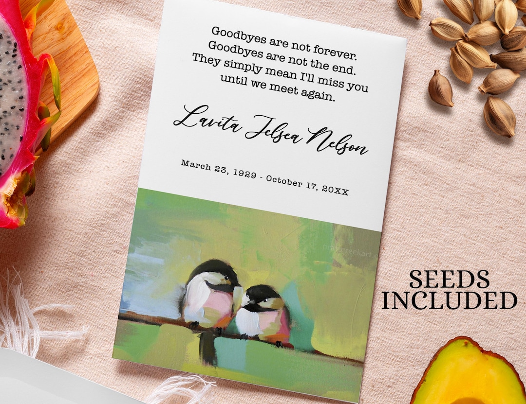 Bird Seed Packet Funeral Favors for Guests Personalized Funeral Seed