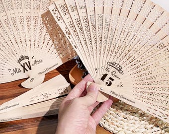 Personalized Mis Quince Años Fan Favor/Bulk Quinceañera Hand Fan Favors/15th Birthday Party Favors/XV Años Celebration/Sweet 16/Wedding Fans