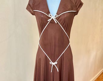 Vestido largo de los años 50, jersey de nailon, cremallera metálica, talla pequeña
