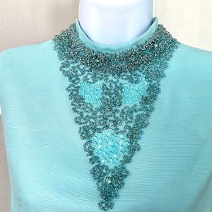 60’s jeweled neck mini cocktail dress, turquoise. Medium