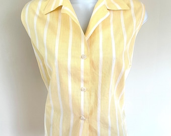 Blusa de algodón sin mangas estilo años 70, talla mediana/grande.