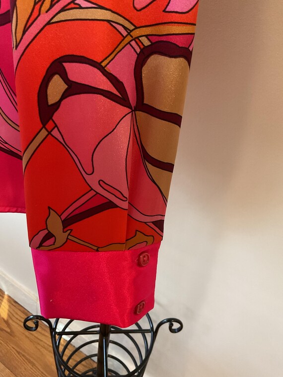 Psychedelic print blouse, polyester/satin, Connie… - image 5