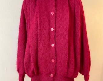 80’s mohair blend cardigan jacket, oversized, lined, M/L