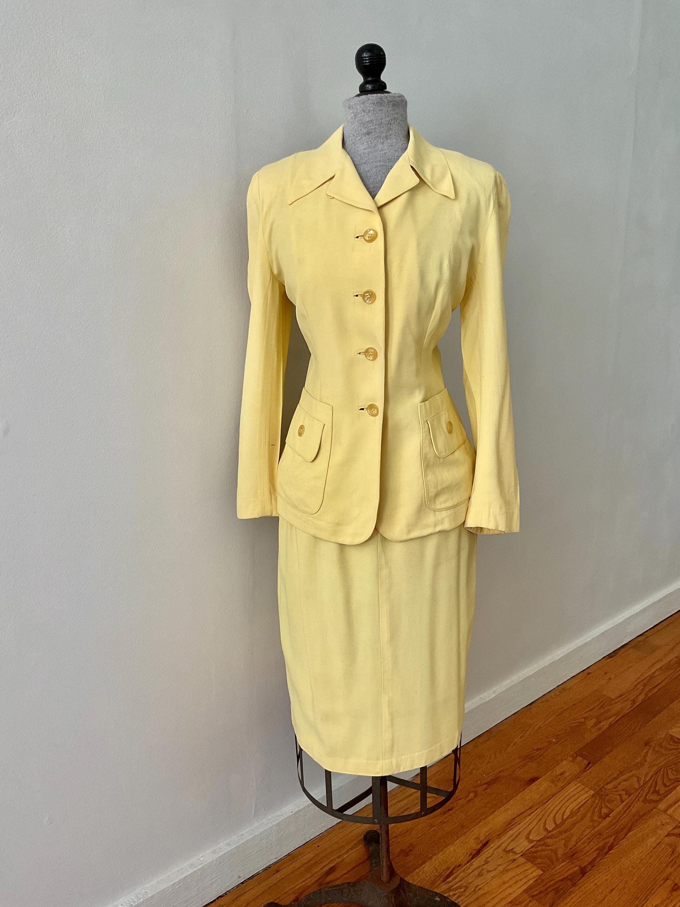 Rare 50's linen skirt suit, Nat Gaynes. Medium blazer, Small skirt
