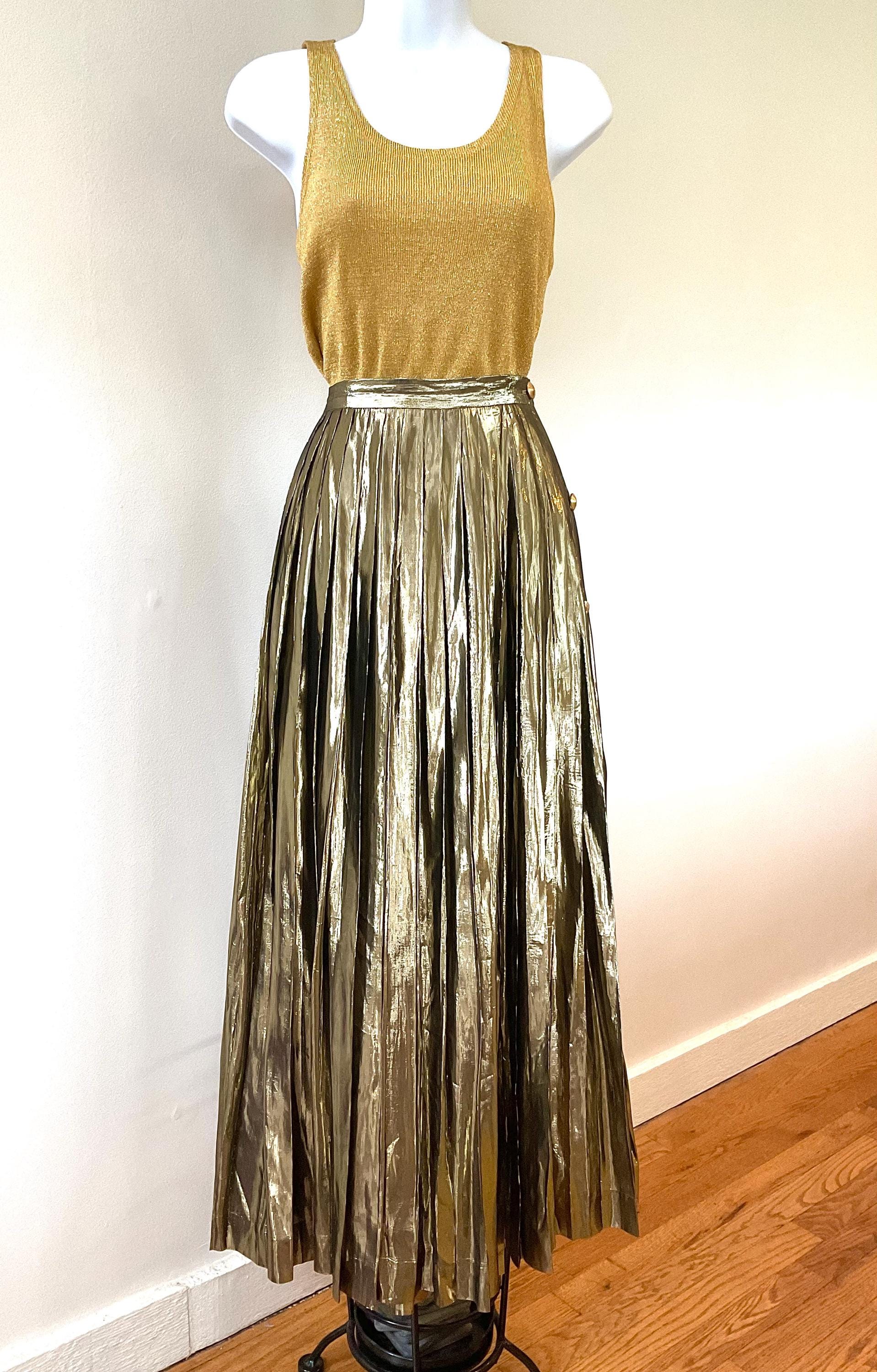 Gold Pleated Skirt - Etsy