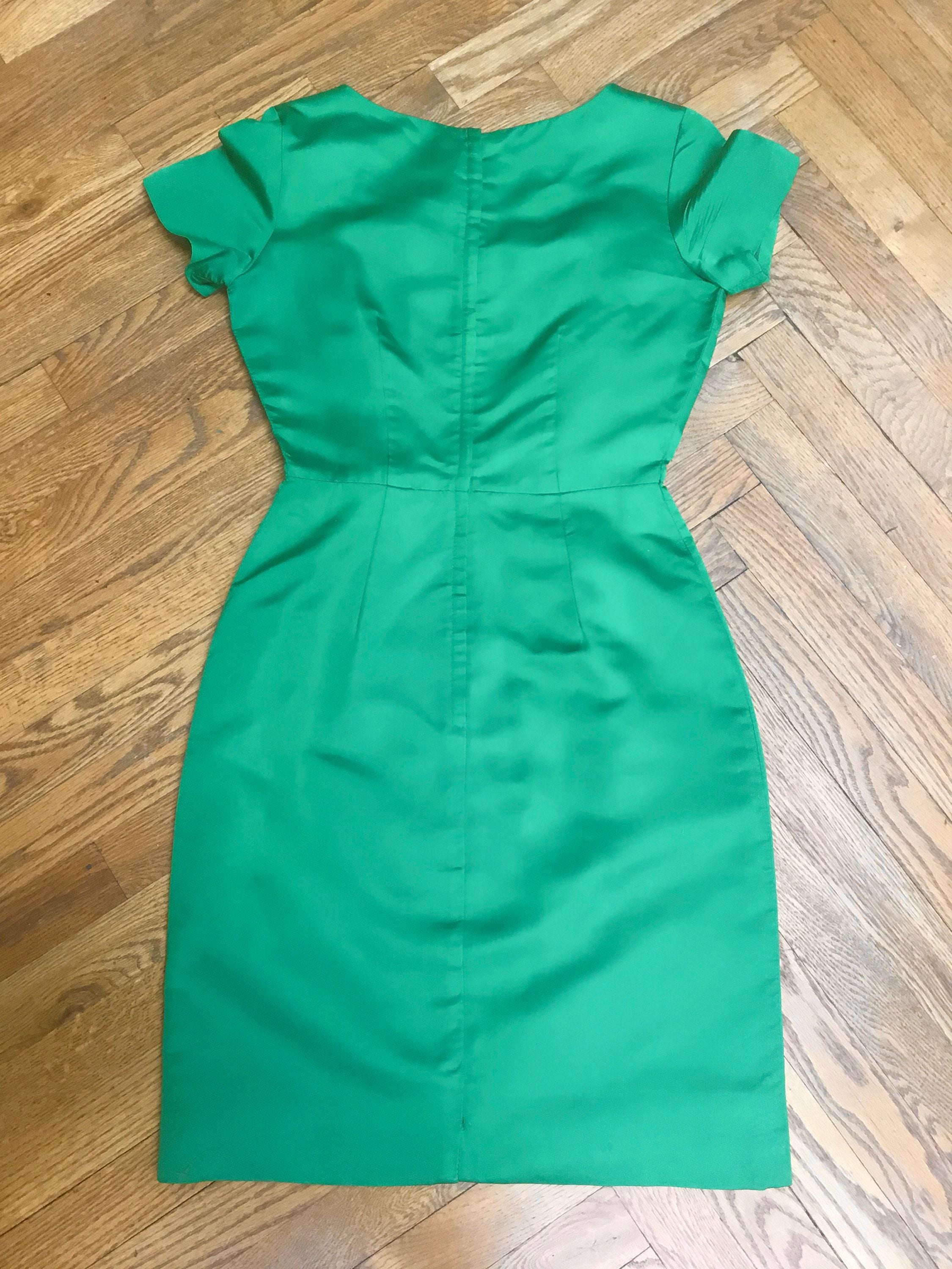 50s emerald green wiggle dress by Roseweb NY.