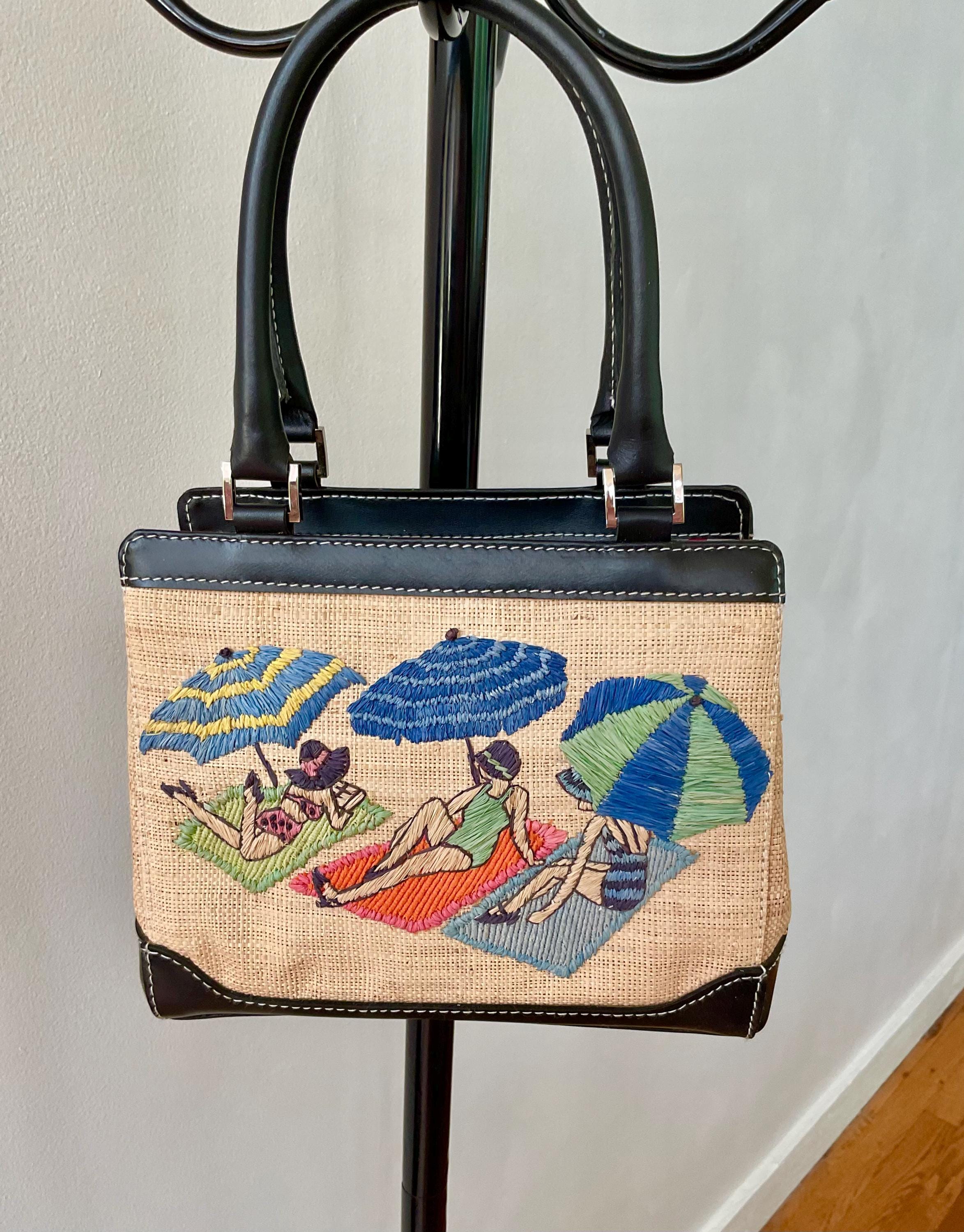 Straw Bag Embroidered, Summer Tompkins, New With Receipt, Leather