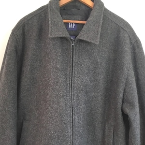 Gap Wool Blend Zip Up Bomber Jacket Adult XL Gray Lined