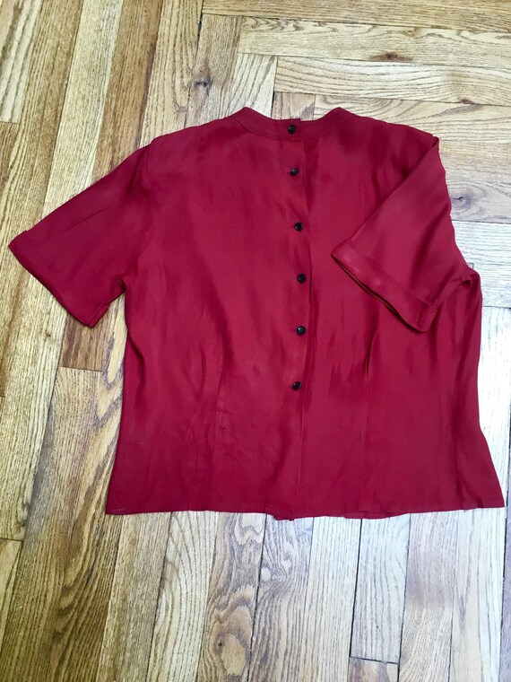 40’s burgundy short sleeve blouse. - image 7