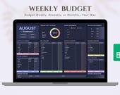 Google Sheets Budget  | Weekly Paycheck Planner & Expense Tracker Dark Mode