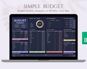 Simple Budget Spreadsheet: Automated Expense Tracker (Google Sheets, Digital Download)