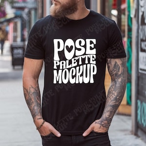 Mockup Gildan 5000 zwart T-shirt mannelijk model mock-up heren G500-t-shirtmodel