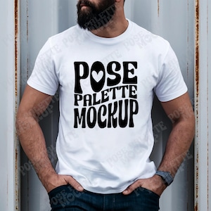 Mockup wit T-shirt Gildan 5000 mannelijk model, Gildan-t-shirtmodel heren