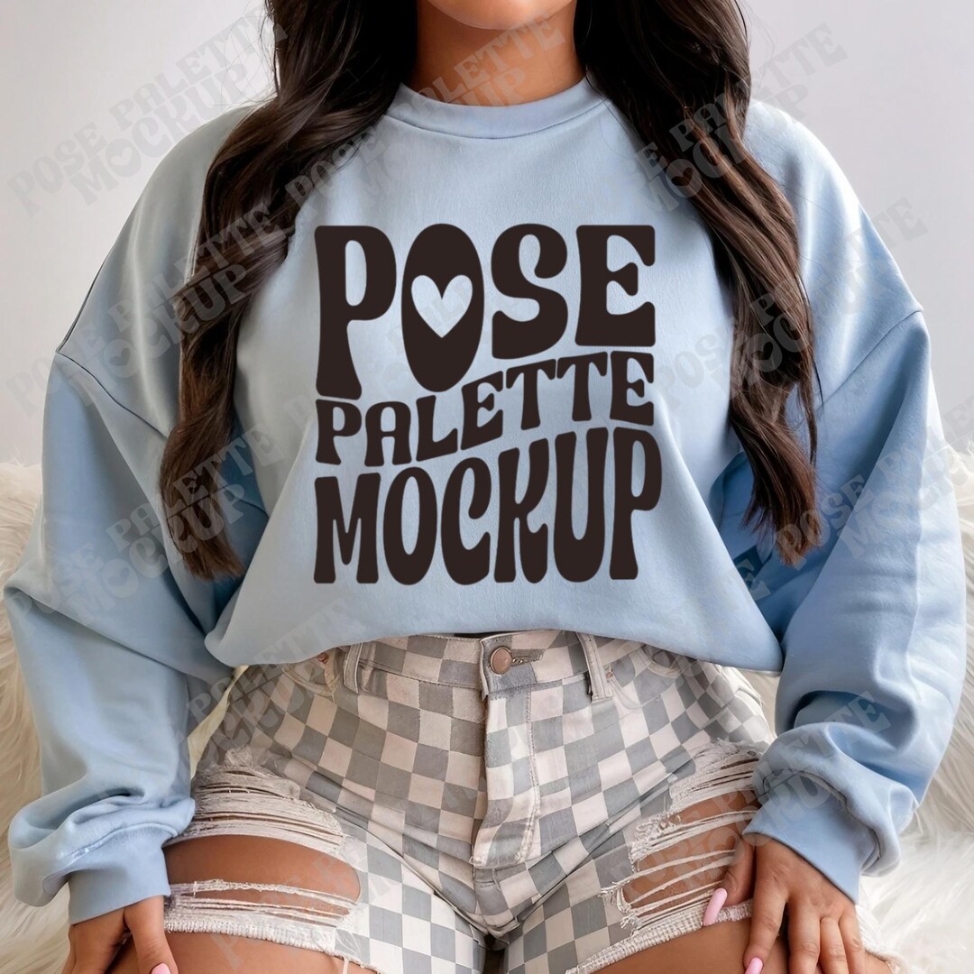 Plus Size Model Mockup Gildan 18000 Light Blue Mockup, G18000 Crewneck Sweatshirt Mock-up - Etsy Japan