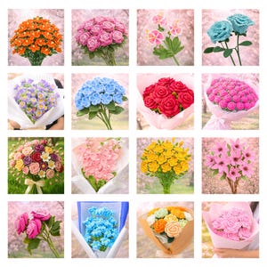 1500+ Pages Flower Bouquet Crochet PATTERN Bundle Wedding Easter Spring Summer Eternal Teacher Mom Gift Love DIY Floral Amigurumi Home Rose image 5
