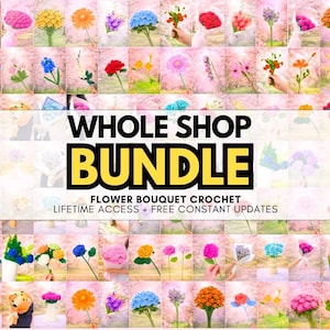 1500+ Seiten Blumenstrauß Häkelanleitung Bundle Hochzeit Ostern Frühling Sommer Ewig Lehrer Mama Geschenk Liebe DIY Floral Amigurumi Home Rose