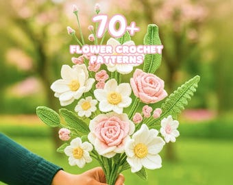 70+ Crochet Flower Bouquet Pattern Bundle Wedding Rose Lily Peony Daisy Tulip Hydrangea Spring Romance Bridal Forever Small Love Amigurumi