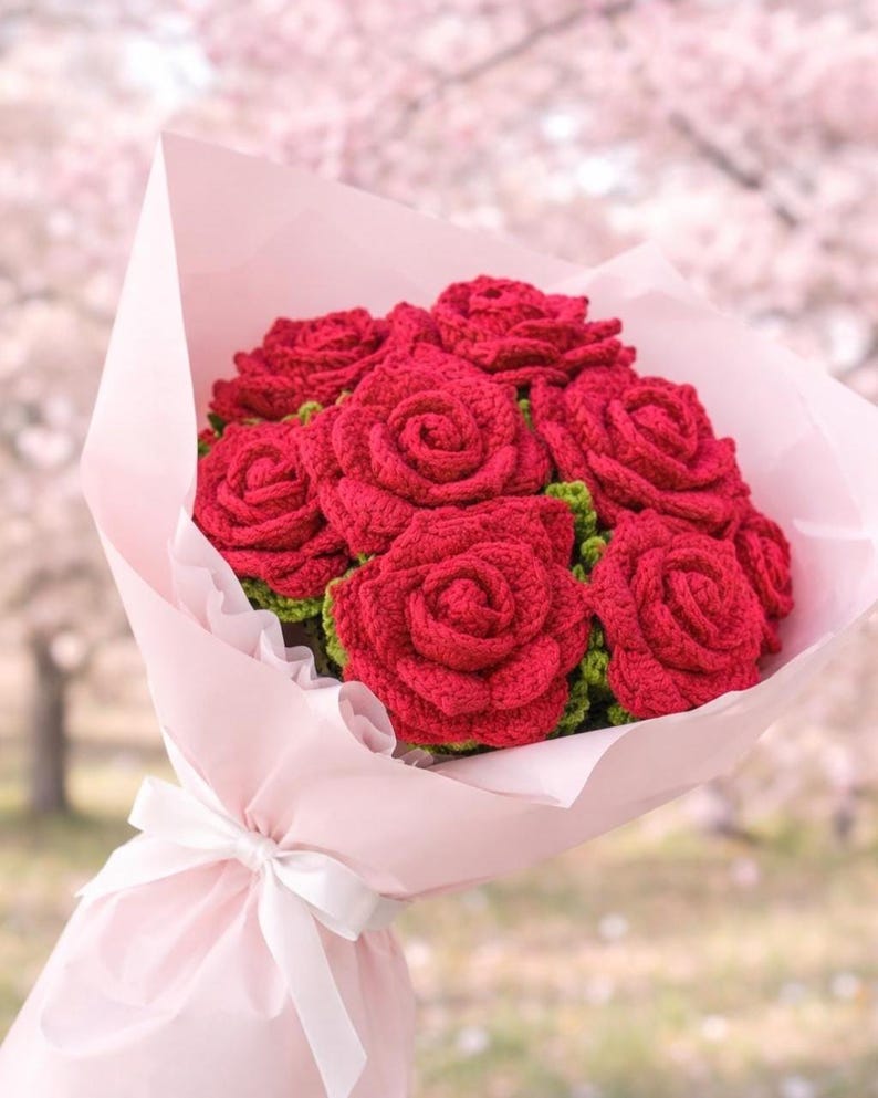 1500+ Pages Flower Bouquet Crochet PATTERN Bundle Wedding Easter Spring Summer Eternal Teacher Mom Gift Love DIY Floral Amigurumi Home Rose image 12
