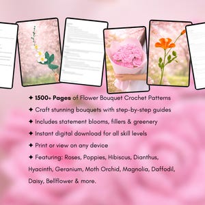 1500+ Flower Crochet PATTERN WHOLE SHOP Bundle Bouquet Amigurumi Rose Daffodil Daisy Wedding Bride Spring Summer Sympathy Teacher Easter Mom image 3