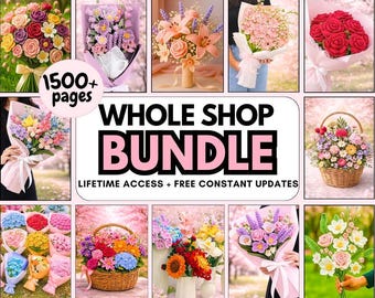 1500+ Flower Crochet PATTERN WHOLE SHOP Bundle Bouquet Amigurumi Rose Daffodil Daisy Wedding Bride Spring Summer Sympathy Teacher Easter Mom