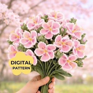 Carnation Crochet PATTERN Dianthus Wedding Bridal Shower Flower Stem Ceremony Bouquet Anniversary Church Decor Love Symbol Craft Project DIY