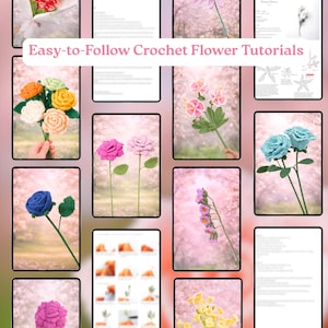 1500+ Pages Flower Bouquet Crochet PATTERN Bundle Wedding Easter Spring Summer Eternal Teacher Mom Gift Love DIY Floral Amigurumi Home Rose image 4