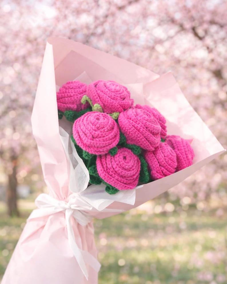1500+ Pages Flower Bouquet Crochet PATTERN Bundle Wedding Easter Spring Summer Eternal Teacher Mom Gift Love DIY Floral Amigurumi Home Rose image 18