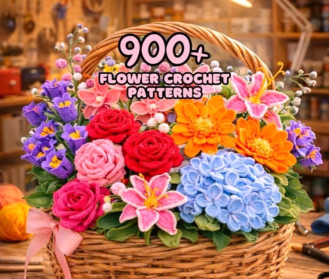 Flower Bouquet Crochet PATTERN Digital Basket Bundle Amigurumi Mother ...