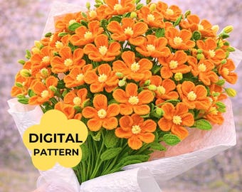 Realistic Hibiscus Crochet Pattern PDF Tropical Bloom Decor Wedding Arrangement Bouquet Romance Bride Spring Summer Stem Leaf Amigurumi DIY