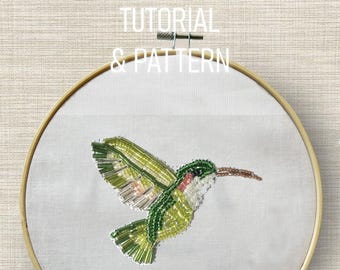 PDF TUTORIAL and PATTERN embroidered beaded hummingbird | beginner | easy | tips