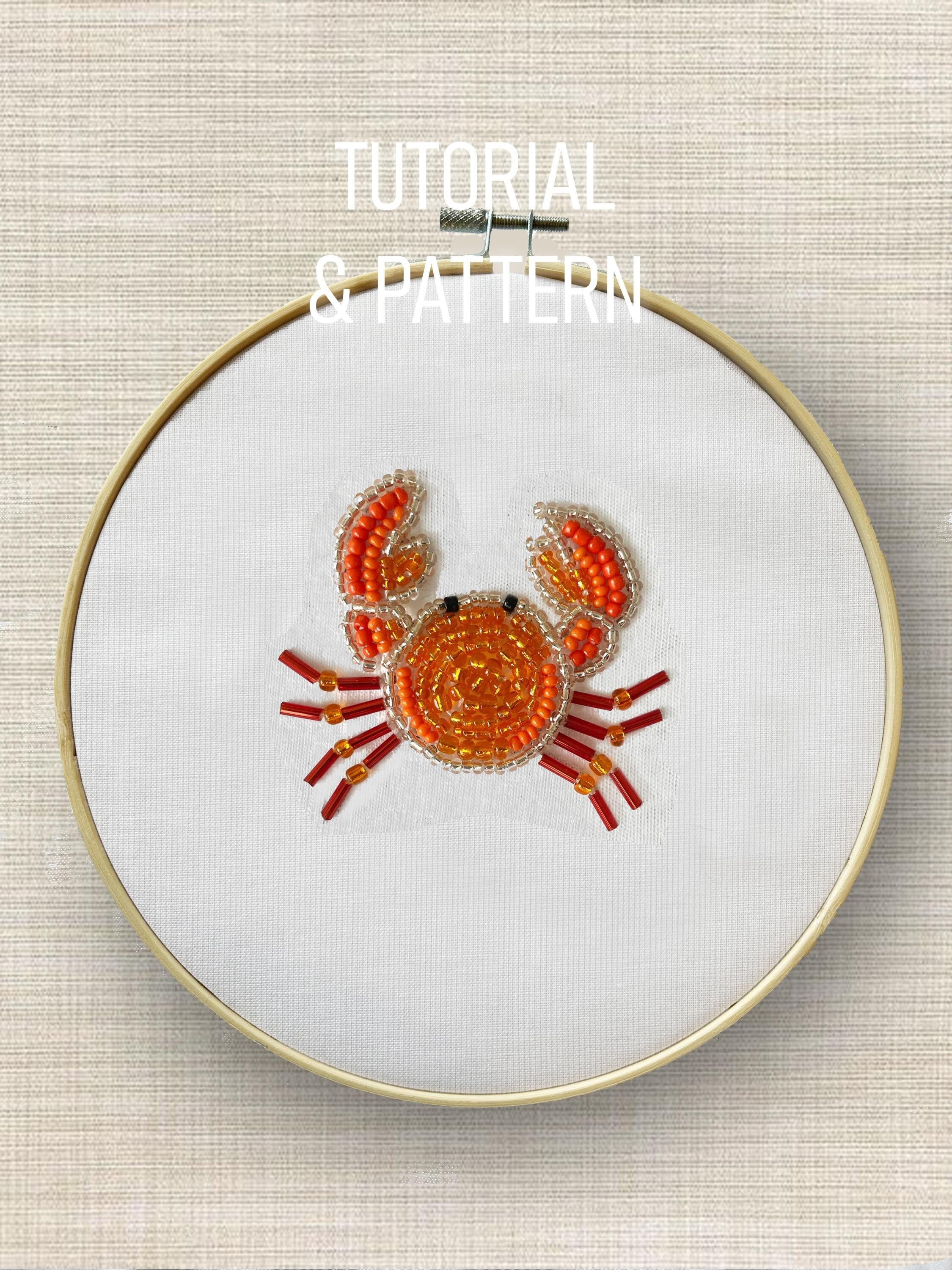 PDF TUTORIAL and PATTERN embroidered beaded crab | beginner | easy | tips