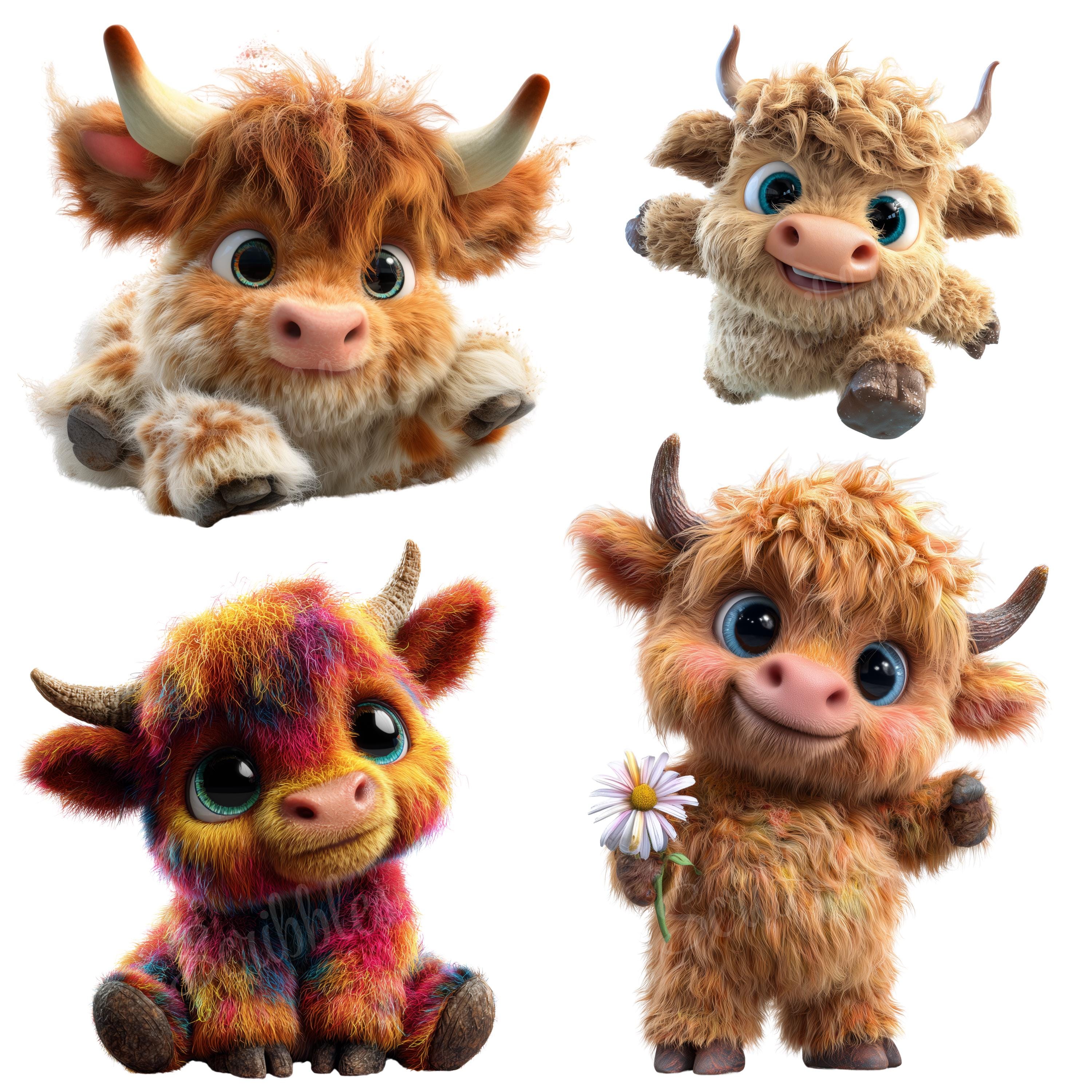 31 Baby Highland Cow Clipart, Cute Farm Animal PNG, Digital Download - Etsy