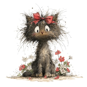 40 Whimsical Cute Cats Clipart, Floral Kittens PNG, Digital Download - Etsy