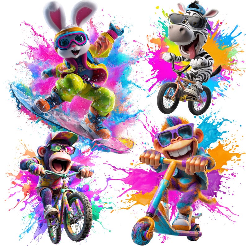 Cool Sports Animal Clipart, Funny Extreme Sports Colorful Clipart ...