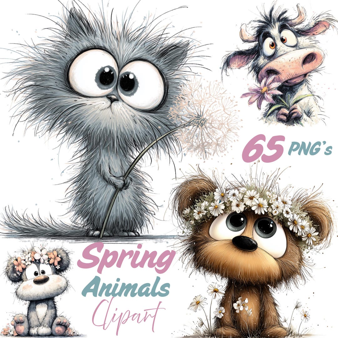 Bitmap Spring Animals 65 Spring Animals Clipart, Woodland Animal PNG Designs for Shirts ...