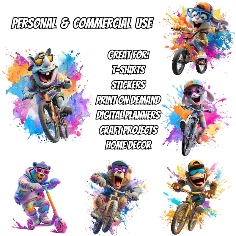 Cool Sports Animal Clipart, Funny Extreme Sports Colorful Clipart ...
