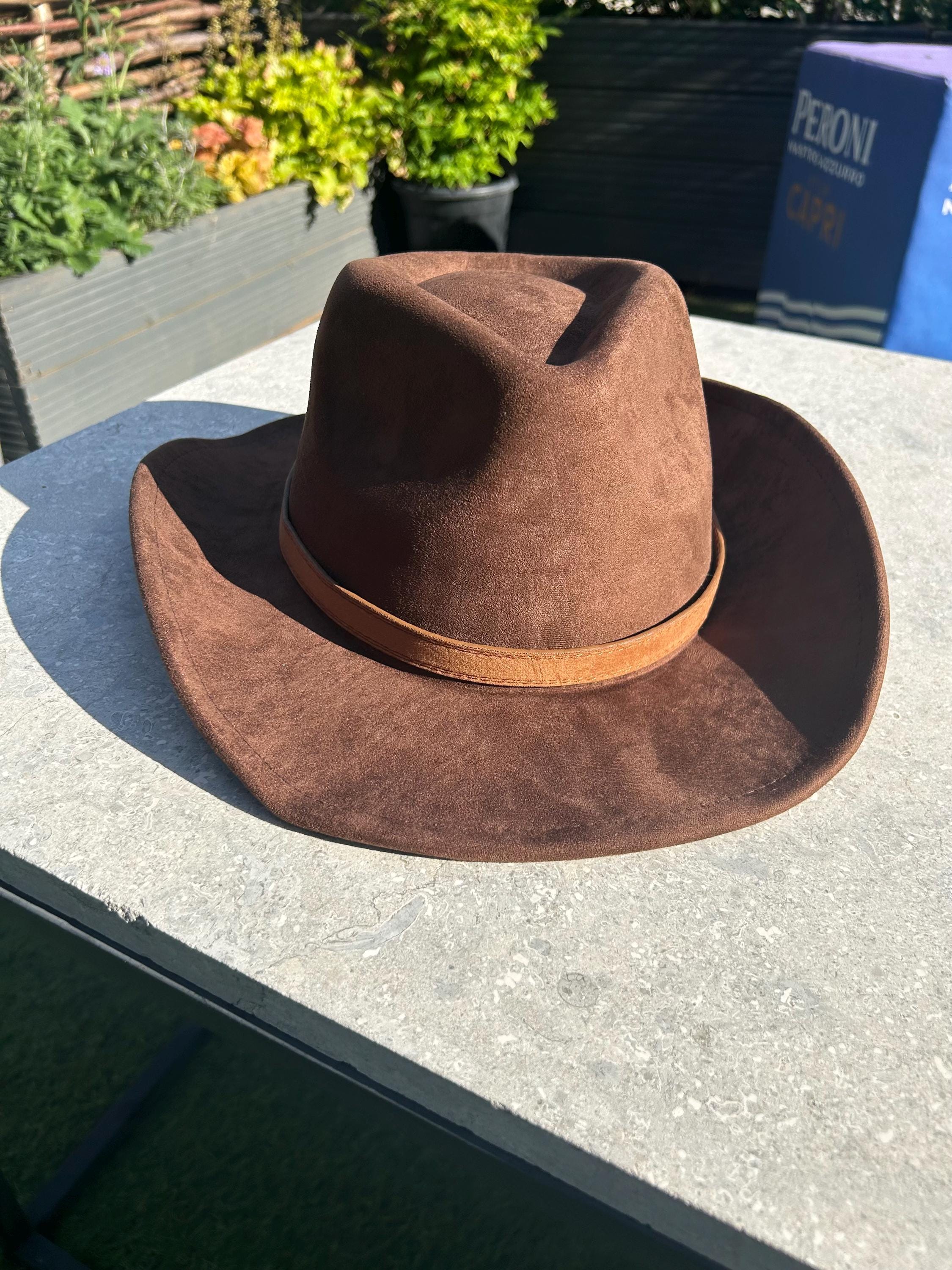 Suede Cowboy Hat Wide Brim Classic Unisex Western Style Adjustable Belt Costume Cowboy Hat Western Cowboy Hat – Faux Suede Wide Brim  main image 3