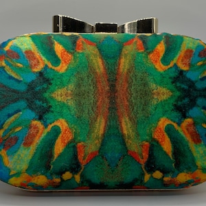 Custom printed Velvet Box Clutch- &quot;Jellyfish and Sand Crab&quot;