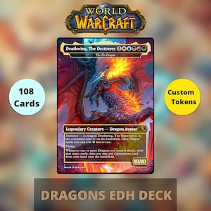 World of Warcraft-Inspired Dragons EDH MTG Proxy Deck | Custom 108-Card Commander Deck, Ready to Play with Tokens