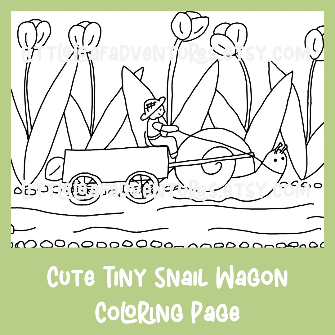 Miniature Snail Wagon Coloring Page - Etsy