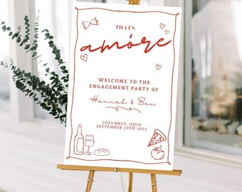 That's Amore Party Sign - Italian Theme Party Decor, Customizable Wedding Sign, Pizza Night Decoration