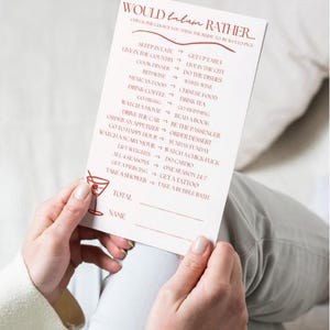 Bridal Shower Would She Rather Game - Printable Digital Template, Editable Canva Design for Weddings, Engagement Parties & Bridal Showers