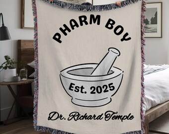 Pharmacist Gifts, Pharmacy Tech Gifts, Gifts for Her Him, Woven Blanket Gift, Throw Blanket Pharmacy Student Gifts, Graduation Present Favor