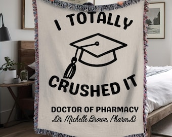Pharmacist Gifts, Pharmacy Tech Gifts, Gifts for Her Him, Woven Blanket Gift, Throw Blanket Pharmacy Student Gifts, Graduation Present Favor