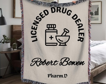 Pharmacist Gifts, Pharmacy Tech Gifts, Gifts for Her Him, Woven Blanket Gift, Throw Blanket Pharmacy Student Gifts, Graduation Present Favor