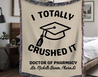 Pharmacist Gifts, Pharmacy Tech Gifts, Gifts for Her Him, Woven Blanket Gift, Throw Blanket Pharmacy Student Gifts, Graduation Present Favor