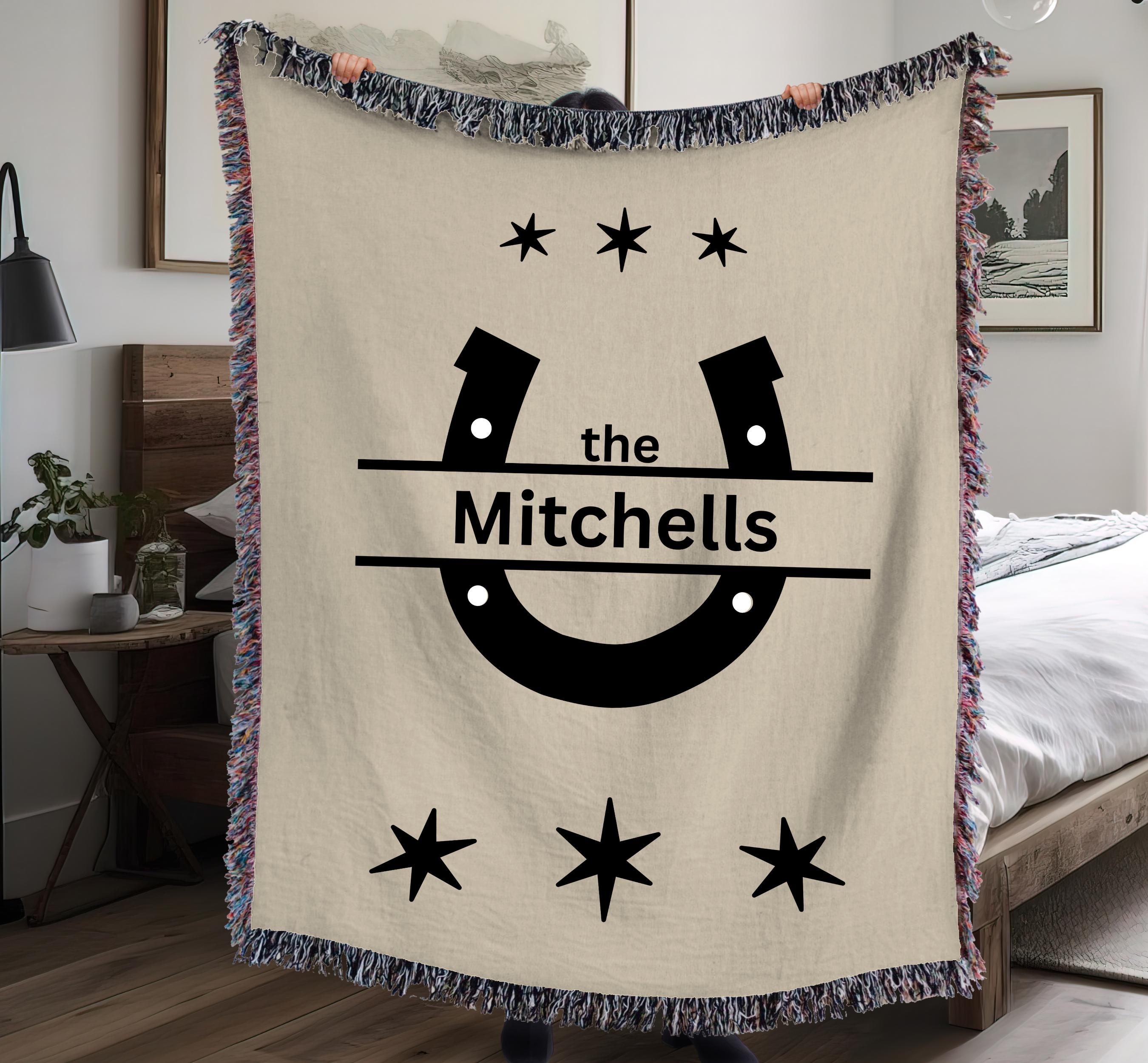 Family Name Blanket, Farmhouse Decor, Ranch Tapestry, Family Gifts, Housewarming Tapestry, Welcome Gifts, Couples Throw, Personalized Gifts